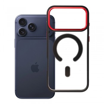 Kryt pro iPhone 17 Pro Max / 18 Pro Max s nízkým okrajem fotoaparátu Color Edge Mag Cover kompatibilní s MagSafe černo-červený