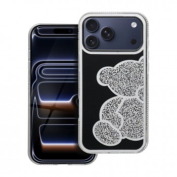 Kryt Teddy Bear pro iPhone 17 Pro Max / 18 Pro Max (nízký okraj kolem fotoaparátu) stříbrný
