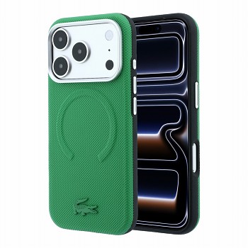 Lacoste PVC Petit Pique Semi Wrap Embossed MagSafe Zadní Kryt pro iPhone 18 Pro Max Estragon