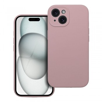 Silikonový kryt 2 mm s ochranou fotoaparátu pro iPhone 15 pudrově růžový