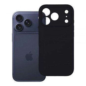 Silikonový kryt 2 mm s ochranou fotoaparátu pro iPhone 17 Pro Max / 18 Pro Max (nízký okraj kolem fotoaparátu) černý