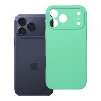 Silikonový kryt 2 mm s ochranou fotoaparátu pro iPhone 17 Pro Max / 18 Pro Max (nízký okraj kolem fotoaparátu) mátový