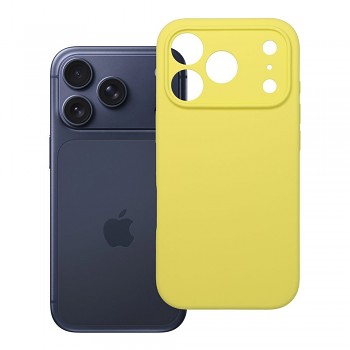 Silikonový kryt 2 mm s ochranou fotoaparátu pro iPhone 17 Pro / 18 Pro (nízký okraj kolem fotoaparátu) žlutý