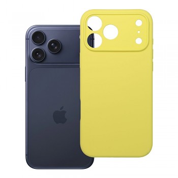 Silikonový kryt 2 mm s ochranou fotoaparátu pro iPhone 17 Pro Max / 18 Pro Max (nízký okraj kolem fotoaparátu) žlutý