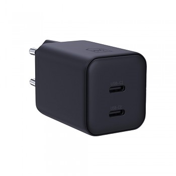 3mk síťová nabíječka Hyper se dvěma porty USB-C technologií GaN a PD 45 W černá