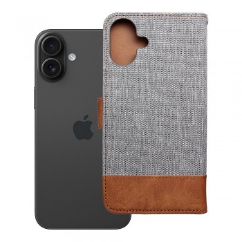 Pouzdro pro iPhone 16 PLUS Jeans Book šedé