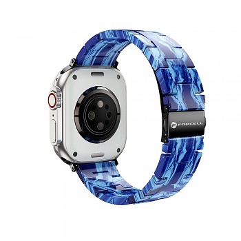 Řemínek pro Apple Watch Forcell F-Design FA04 z mramorované pryskyřice s přezkou 38 / 40 / 41 mm modrý