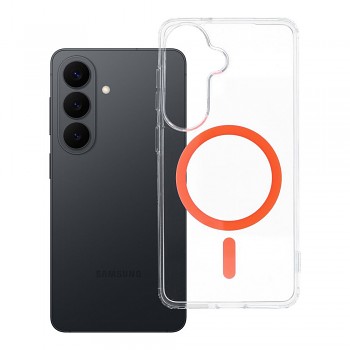 Kryt pro Samsung S26 Drop Glue Colorful Ring Mag Cover kompatibilní s MagSafe oranžový