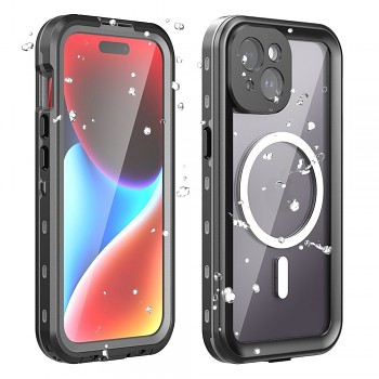 Kryt pro iPhone 15 Shellbox DOT vodotěsný kompatibilní s MagSafe černý