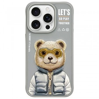 Nimmy kryt COOL&CUTE 2.0 Bear pro IPHONE 15 Pro šedý