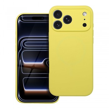 Silikonový kryt pro iPhone 17 Pro Max / 18 Pro Max s nízkým okrajem fotoaparátu 2 mm (ochrana fotoaparátu) kompatibilní s MagSafe žlutý