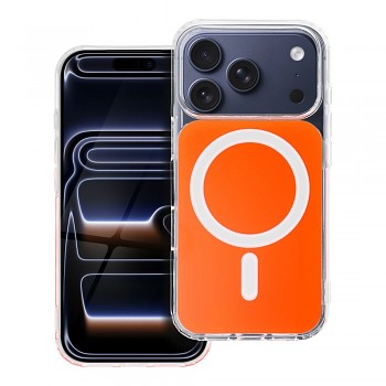 Kryt pro iPhone 17 Pro / 18 Pro s nízkým okrajem fotoaparátu Clear Fusion Mag Cover kompatibilní s MagSafe Hermes oranžový
