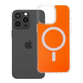 Kryt pro iPhone 15 PRO MAX Clear Fusion Mag Cover kompatibilní s MagSafe Hermes oranžový