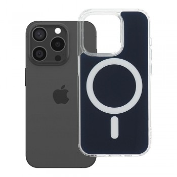 Kryt pro iPhone 15 PRO Clear Fusion Mag Cover kompatibilní s MagSafe tmavě modrý