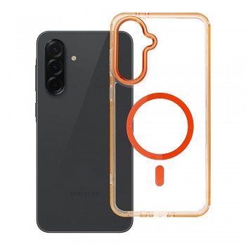 Kryt pro Samsung A36 Frame Clear Hybrid Mag Cover kompatibilní s MagSafe Hermes oranžový