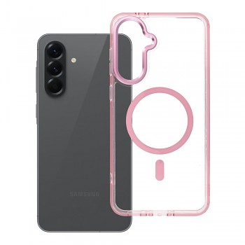 Kryt pro Samsung A56 Frame Clear Hybrid Mag Cover kompatibilní s MagSafe pudrově růžový