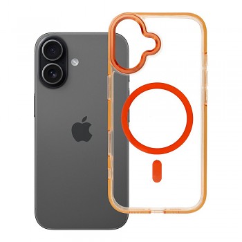 Kryt pro iPhone 17 Frame Clear Hybrid Mag Cover kompatibilní s MagSafe Hermes oranžový