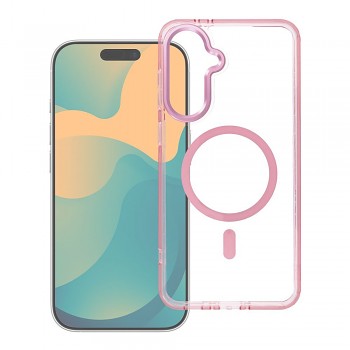 Kryt pro Samsung S26 Frame Clear Hybrid Mag Cover kompatibilní s MagSafe pudrově růžový