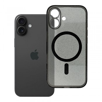 Kryt Clear Mag Cover Glitter pro iPhone 16 (ochrana fotoaparátu) kompatibilní s MagSafe černý třpytivý