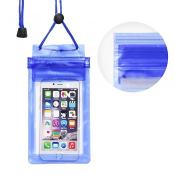 Vodotěsné pouzdro na mobilní telefon se zipovým uzávěrem modré