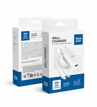 Nabíječka Blue Star USB-C QC3.0 PD 3 A 18 W + kabel USB-C na Lightning TFK-TC-1099C bílá