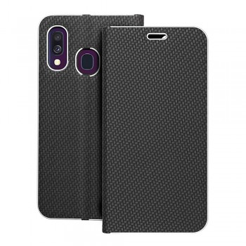 Pouzdro Luna Book Carbon pro Samsung A40 černé