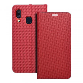 Pouzdro Luna Book Carbon pro Samsung A40 červené