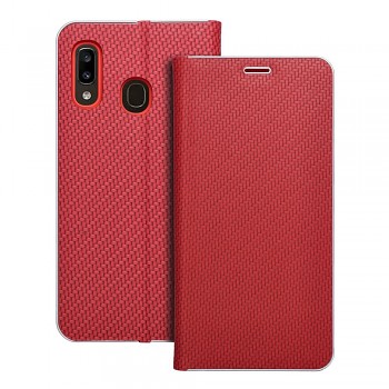 Pouzdro Luna Book Carbon pro Samsung A20e červené