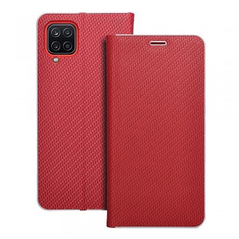 Pouzdro Luna Book Carbon pro Samsung A12 / M12 červené