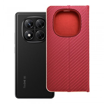 Pouzdro Luna Book Carbon pro Xiaomi Redmi NOTE 14 PRO 5G / 14 PRO PLUS 5G červené