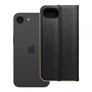 Pouzdro Luna Book Gold pro iPhone 16e (SE 4 2025) černé