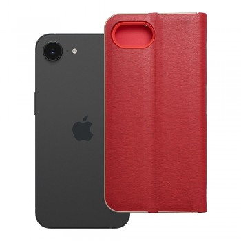 Pouzdro Luna Book Gold pro iPhone 16e (SE 4 2025) červené
