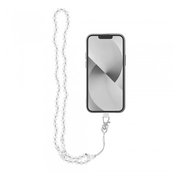 CRYSTAL DIAMOND šňůrka na telefon / délka 74 cm (37 cm ve smyčce) / na krk bílá