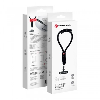 FORCELL F-DESIGN R10X40 nastavitelná šňůrka na telefon na zápěstí (max. 20 cm ve smyčce) černá