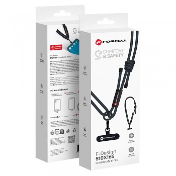 FORCELL F-DESIGN S10X165 nastavitelná šňůrka na telefon přes tělo (max. 82.5 cm ve smyčce) černá