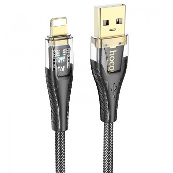 Kabel USB-A na Lightning Hoco 2.4 A 1.2 m U121 černý transparentní