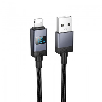 Kabel USB-A na Lightning Hoco 2.4 A s displejem 1 m X118 černý