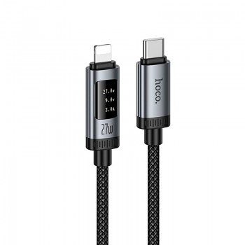 Datový kabel s digitálním displejem USB-C na Lightning Hoco PD 27 W 1.2 m U148 černý