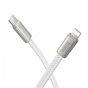 Plochý kabel USB-C na Lightning Hoco PD 30 W 1 m X125 bílý