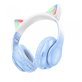 Bezdrátová sluchátka Hoco W42 Cat Ear křišťálově modrá