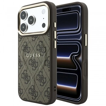 Guess 4G Embossed Classic MagSafe GUHMP18LP4MSEGCW kryt pro iPhone 18 Pro / iPhone 17 Pro hnědý