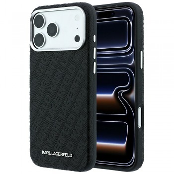 Karl Lagerfeld Grained Leather Metal Logo MagSafe KLHMP18LPSKLFOFK kryt pro iPhone 18 Pro / iPhone 17 Pro černý