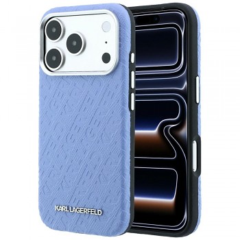Karl Lagerfeld Grained Leather Metal Logo MagSafe kryt pro iPhone 18 Pro / iPhone 17 Pro KLHMP18LPSKLFOFB modrý