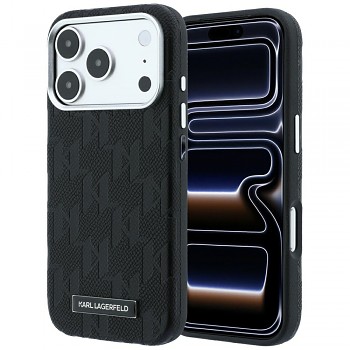 Karl Lagerfeld HC MagSafe SW Grained Leather HS Mono Resin Logo KLHMP18L6PWKLMHK kryt pro iPhone 18 Pro / iPhone 17 Pro černý
