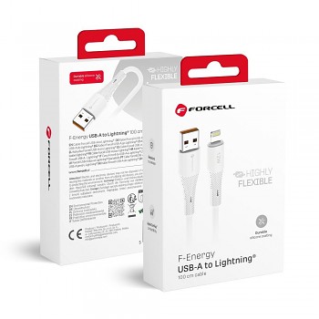Nabíjecí a datový kabel Forcell F-Energy USB-A na Lightning 2.4A 12W silikonový 1 m C343 bílý