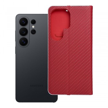 Knížkové pouzdro Luna Book Carbon pro Samsung Galaxy S26 Ultra červené
