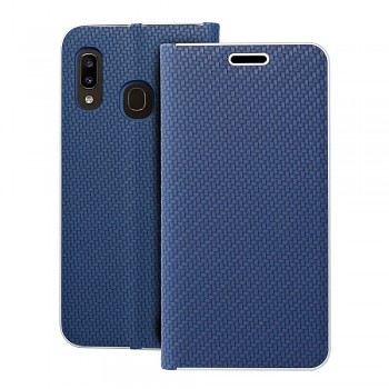 Knížkové pouzdro Luna Book Carbon pro Samsung Galaxy A20e modré