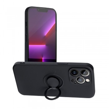 Silikonový kryt s držákem na prst pro iPhone 12 Pro Max černý