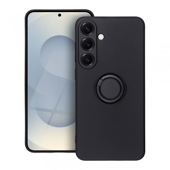 Silikonový kryt s prstenem pro Samsung Galaxy S25 Plus černý