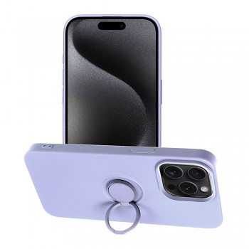 Silikonový kryt s držákem na prst pro iPhone 15 Pro Max fialový